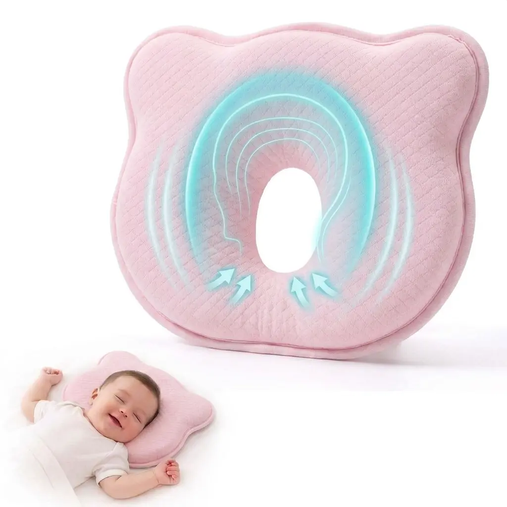 Baby Memory Foam Pillow - Portable, Hypoallergenic, Soft Breathable Infant Neck Support Pillow for Sleeping, Travel