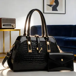 Crocodile Pat tern  Handbag for Women,2026 New Fashion Large  Capacity Handbag with Adjustable Strap, Zipper Closure, Wristlet, And Edge Paint, Mother-Son Matching Design