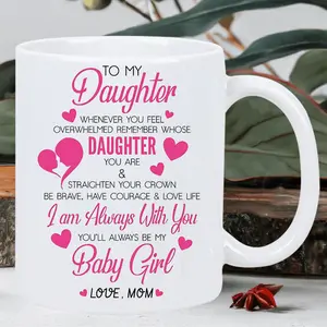 1pc, 11oz, Cherished Daughter Insulated Ceramic Mug - Versatile for Hot & Cold Drinks, Reusable, Hand Wash Only - Perfect Gift for Birthdays, Holidays, Christmas, New Year, Valentine's Day