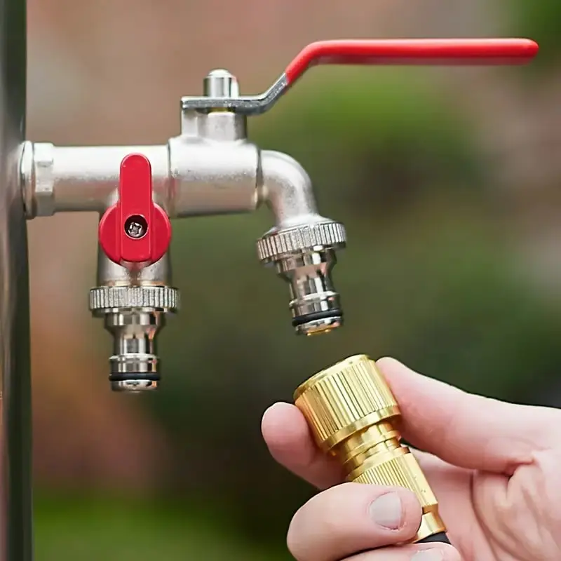 Universal Stainless Steel Double Outlet Garden Faucet – Dual Valve Outdoor Water Tap with Independent Controls, Heavy Duty Rust Resistant Spigot for Garden Hose, Yard Irrigation, Washing, Car Cleaning, Outdoor Sink & Home Water Supply