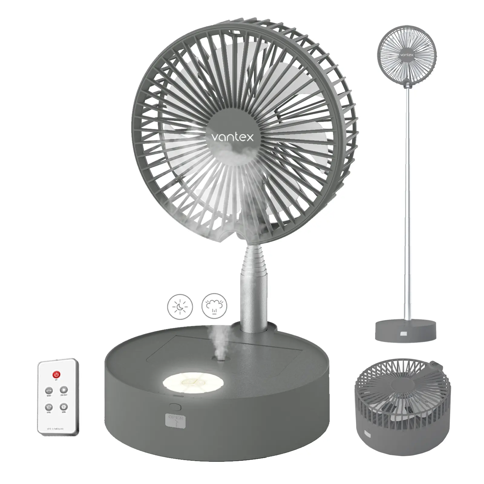 Vantex Foldable Fan,with Humidifier & Night Light & Remote Control ...