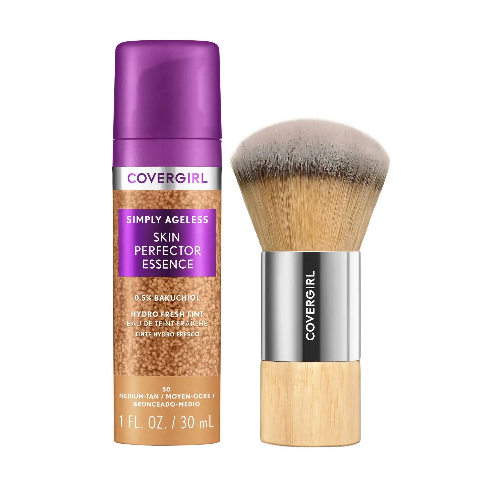 COVERGIRL Simply Ageless Skin Perfector Essence & Makeup Blending Brush Set, Hydrating Sheer Skin Tint
