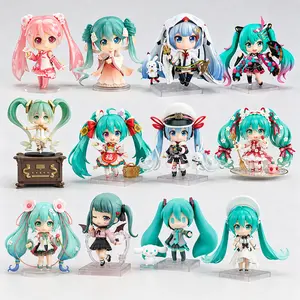 Hatsune Miku Chibi Figure Collection, 13 Styles Sakura Snow Vampire Movable Anime Figurines, Interchangeable Face Boxed Collectible Toy, Desk Display Gift for Vocaloid Fans
