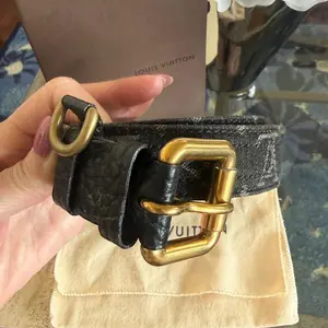 Pre-owned LOUIS VUITTON Vintage Monogram Denim Ceinture Belt Black 95/36 Gorgeous Condition