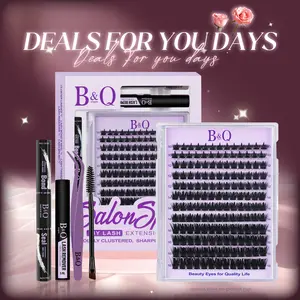 SalonSpike 200D Kit l B&Q Evil Lash,Dramatic Soft Spike Manga Thick Volume Individual Clusters,D-Curl, DIY Eyelashes Extension,Waterproof Sleep proof,Long Lasting,Salon Full Fake Lashes, Makeup Cosmetic Lash Stacking Vacation Lash#dealsforyoudays outdoor