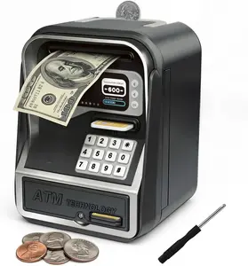Piggy Bank for Kids Electronic ATM Money Bank with Password Lock Auto Cash Bill Slot Coin Savings Box Large Capacity for Real Money and All US Coins Christmas Birthday Gifts for 3 4 5 6 7 8 9 10 11 12 Year Old Boys Girls