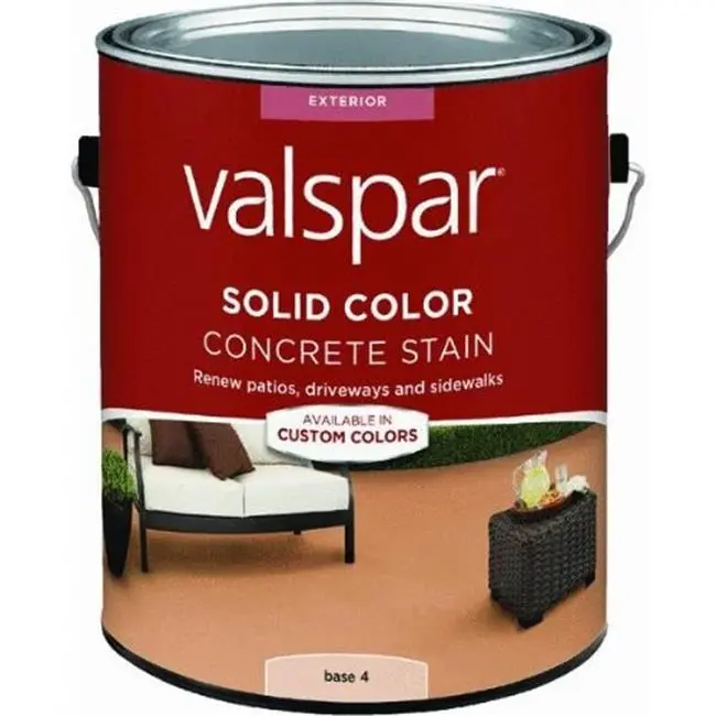 212 MAIN Valspar 82324 1-Gal Low-Gloss Water-Based VOC-Compliant Solid Color Concrete Stain - Base 4, for Exterior Surface Renewal, Exterior Use