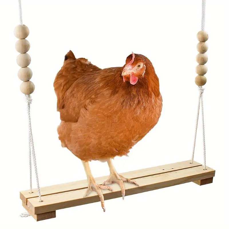 1pc Chicken Swing Toy, Chicken Coop Wooden Perch Station, Large Durable Perch Ladder Poultry Rooster Hen Pet Parrot Entertainment Toy, Outside