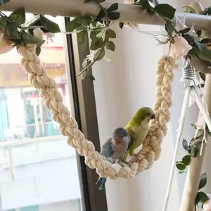 1Pc Handwoven Rope Swing for Parrots - Extra Thick, Extra Long Hanging Climbing Rope Toy Suitable for Parrots - Can Be Hung in Bird Cages or Outside - Can Be Horizontal or Vertical Installation