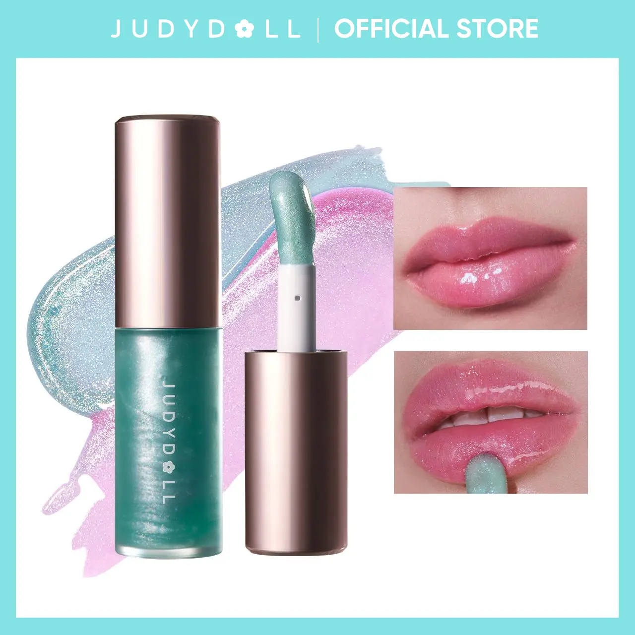 JUDYDOLL Dazzle Crush Lip Oil, Blur, PH-Activated Tint, Color-Changing, Color-Tint, Lip Tint, Glitter Shine, Long-Lasting, Hydrating, Chilled Plump, Volumizing Shine, Refresh Look, Summerwins