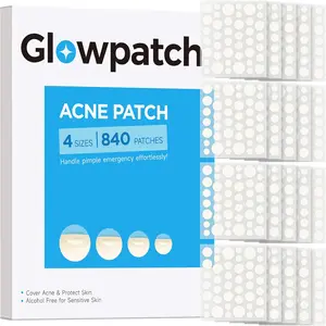 Glowpatch Pimple Patches (840 Counts 4 Sizes), Hydrocolloid SpotStickers, Zit Stickers for Face, Clear Acne Dots for Covering Zits, Blemishes, and Breakouts