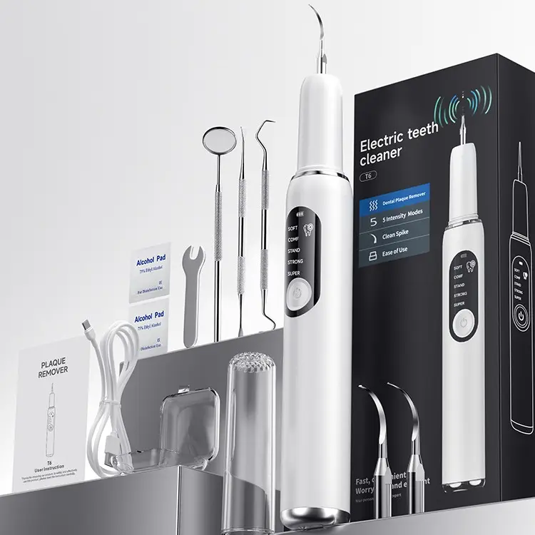Rechargeable Oral Teeth Cleaner - 2 Replaceable Heads, 5 Adjustable Modes, Cleansing, Plaque Removal, Teeth Whitening, Convenient Home Solution, Hassle-Free Operation, #FathersDayGift
