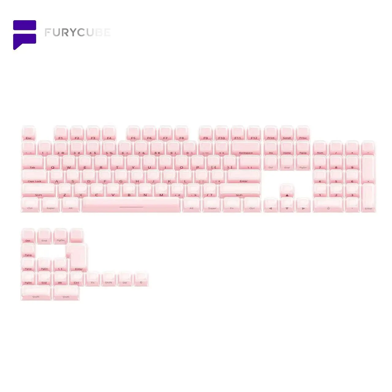 [Only Keycaps]FURYCUBE Transparent Jelly Keycap Set (123 Keys) ,PC Dual Color Injection Molding Keycap Double-shot,Side-printed, ASA Height, PC Material ,Customization Set for Mechanical/Magnetic Keyboards,Cute and Beautiful Keycaps,Gift,Office tiktokshop