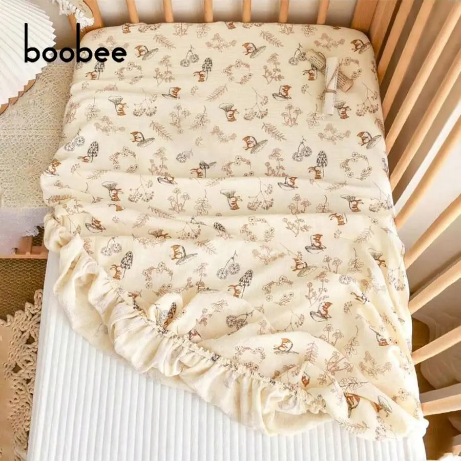 Baby Crib Sheet Diaper Changing Pad Cover, Newborn Soft Breathable Cartoon Print, Fits 130cm X 70cm Baby Bed, Fitted Crib Sheets