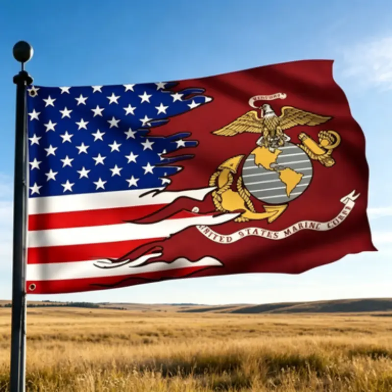 United States Marine  American Flag, USMC Eagle Globe & Anchor Patriotic Banner, 3x5 Ft Outdoor Indoor Decorative Flag