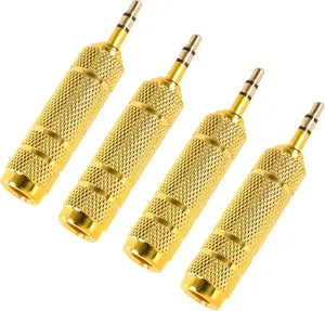 Mothers Day Gift 3.5 mm(1/8'') Male to 6.35 mm (1/4'') Jack Female Stereo Adapter for Headphone, Amp Adapter, 4Pack