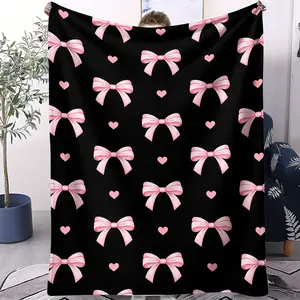 Bow Pattern Blanket, Simple Fashion, Suitable for Girls and Adults, Office, Vacation, Indoor Outdoor Use, Perfect Gift for Girls, Soft Comfy Blanket