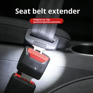 Car Safety Belt Extender Durable Material Convenient Rear Seat Buckle Take Remove Alarm Sound Booster Fit Most Car Models Essential Auto Parts