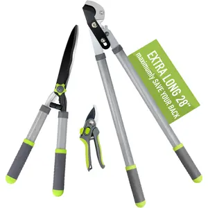 Garden Loppers Pruning Shears,  3 count Hedge Clippers Combo Set, Branch  with Compound Action, Chops Thick High Branch Ease, Professional Tree Trimmer Set Heavy Duty