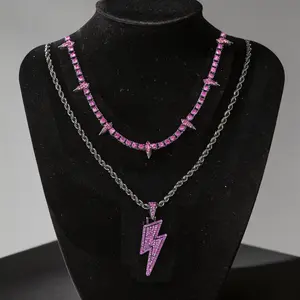 Lightning Charm Spiked Necklace Trendy Aesthetic Hip Hop Streetwear Affordable Jewelry All Match Exquisite Birthday Gift for Women Men