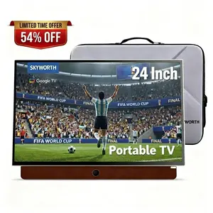 Skyworth 24-Inch Portable TV - 1080P FHD Smart Google TV Matte Screen HDR10 Dolby Audio LED Bluetooth Chromecast Google with High-Performance Battery & Voice Control Set Box