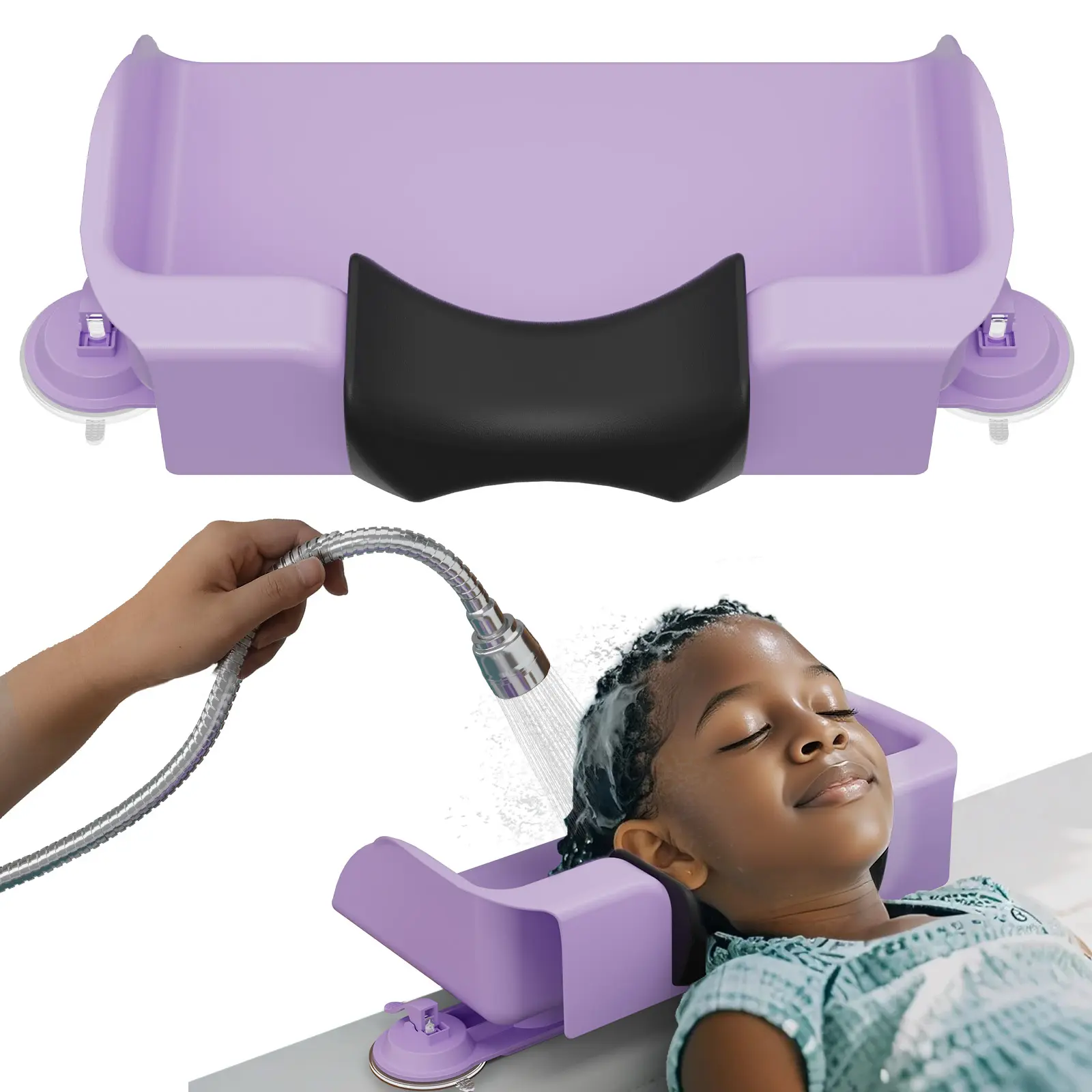 Portable Shampoo Bowl for Kids & Elderly Women with Neck Support Hair Washing Station