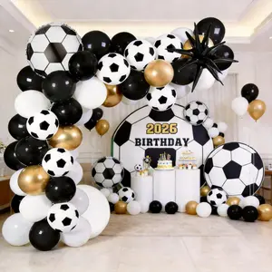 105pcs Gold Football Theme Balloon Arch Set, 18 Inch Football with Exploding Star Foil Balloons, Party Decorations, Balloon Arch Kit