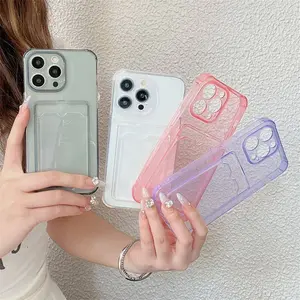 【New】Clear Shockproof Slim Wallet Phone Case with Card Slot & Card Holder for iPhone 11-17 Pro Max Plus Air, Soft TPU Protective Cover, Cute Card Pocket Design for Women Men, Perfect Gift for Her/Him