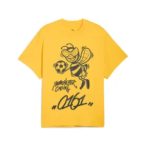 PUMA Mens Hoops X Manchester City Graphic Crew Neck Short Sleeve Casual Tops Casual - Yellow