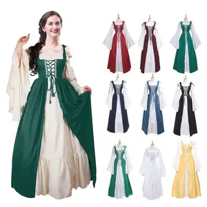 Christmas Must-Have Vintage Corset Dress! 2025 Trendy Medieval Renaissance Gown – Great for Mall Holiday Shoots, Office Holiday Bashes, Cocktail Parties & Santa Meetups. Flattering Square Neck + Tie-Waist Fit, Breathable Fabric, Easy to Dress Up with Jewe