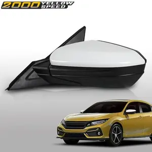 Left Driver LH Side Mirror Assembly White Fit  For 16-21 Honda Civic Coupe Sedan