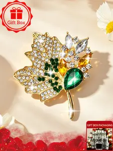 Maple leaf brooch with gift box, a new spring/summer 2026 design. A niche design with a sophisticated feel, exuding luxury, elegance, and style. Perfect for weddings, banquets, holidays, autumn/winter sweaters and coats, or as a birthday gift for family,