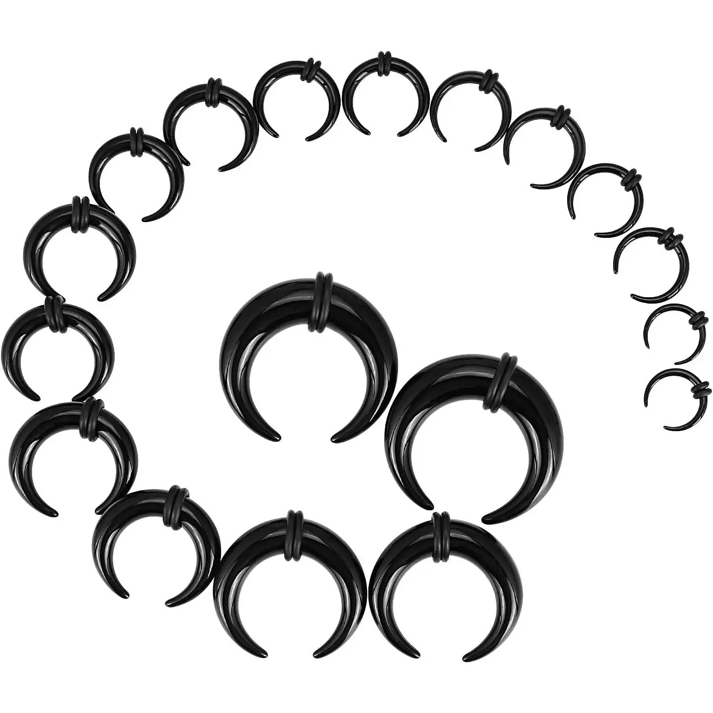 18 count  Septum Pincher Tapers C Shape  Ear Taper Kit Stretching Expander Rings for Nose Ear Gauges Size 14G 12G 10G 8G 6G 4G 2G 0G 00G