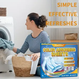 Maebho 100 pieces of color-blocking fabric sheets, preventing mutual penetration and fading.Suitable for home washing machines to prevent color transfer of clothes.A fabric care solution for households with busy schedules.
