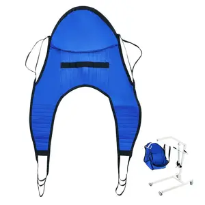 SummerWins Medium U-Sling with Head Support, Adjustable Loops, Divided Legs, 600LBS Capacity Patient Lift Transfer Aid for Bathing, Shower