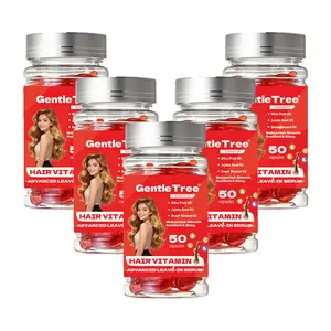 50 Capsules Hair Vitamin Capsules, Nourishing with Sweet Almond Oil, Olive Oil & Jojoba Oil, Infused with Vitamins A, B5, C & E, Leave-In Hair Serum for Curly & Damaged Hair, No Rinse, Instant Smoothness, Suitable for All Ages, Men & Women