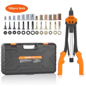 VEVOR Rivet Nut Tool, TikTokShopBlackFriday, 16 inch Rivnut Tool Kit with 13PCS Metric and SAE Mandrels, 186PCS Rivet Nuts, Semi-auto Retraction, M3, M4, M5, M6, M8, M10, M12, 1/4-20, 5/16-18, 3/8-16, 1/2-13, 8-32, 10-24