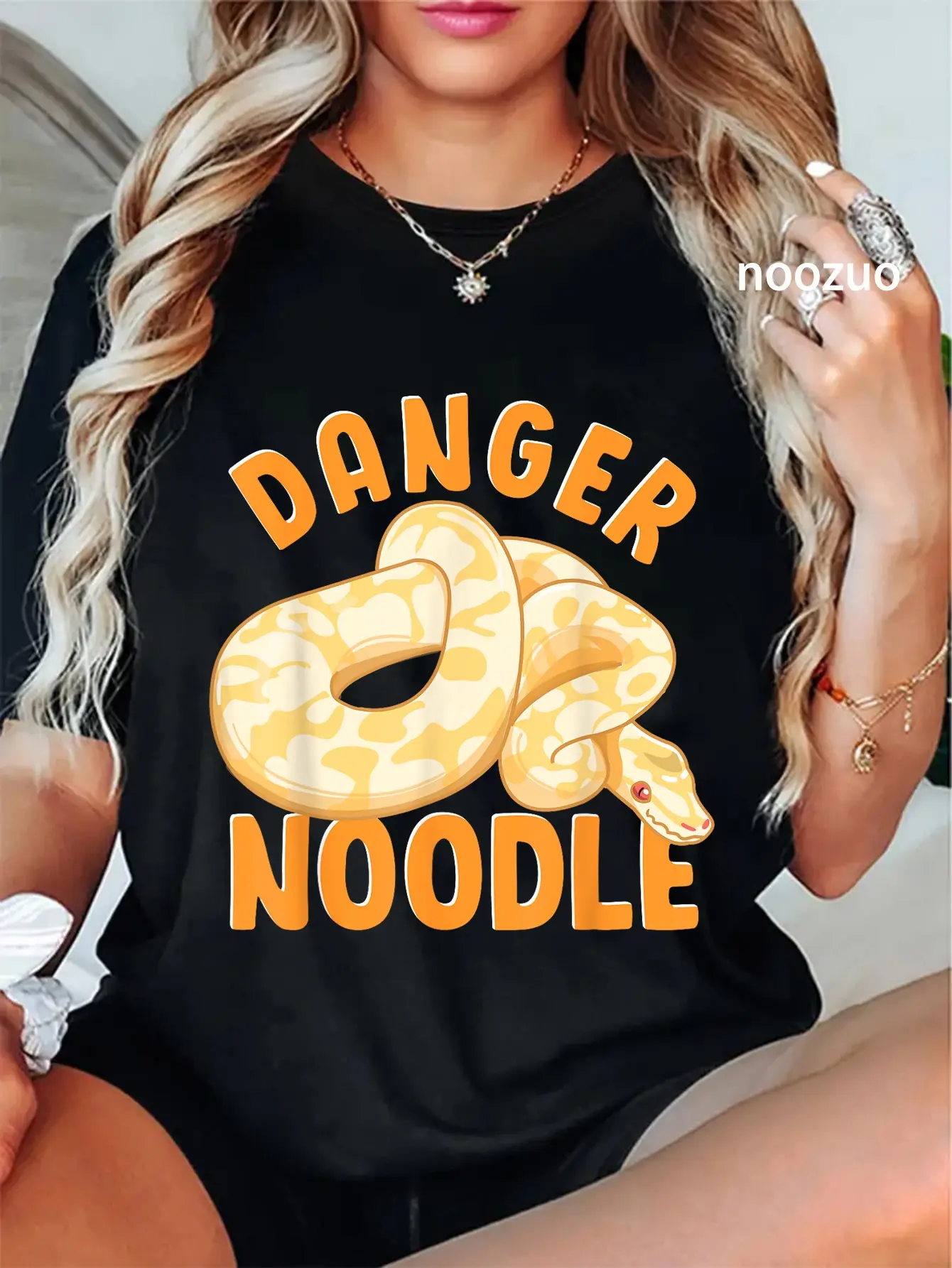 100% Cotton Unisex Funny Danger Noodle Snake Boys Snakes Meme Snek Ball Python T-Shirt