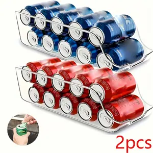 Transparent Refrigerator Storage Bins - Space-saving Stackable Storage Containers, Suitable for Sodas, Cans, Soda Water, and Energy Drinks - Durable Acrylic Material, Ideal for Use in Refrigerators, Freezers, Pantries, Kitchens, and on Countertops