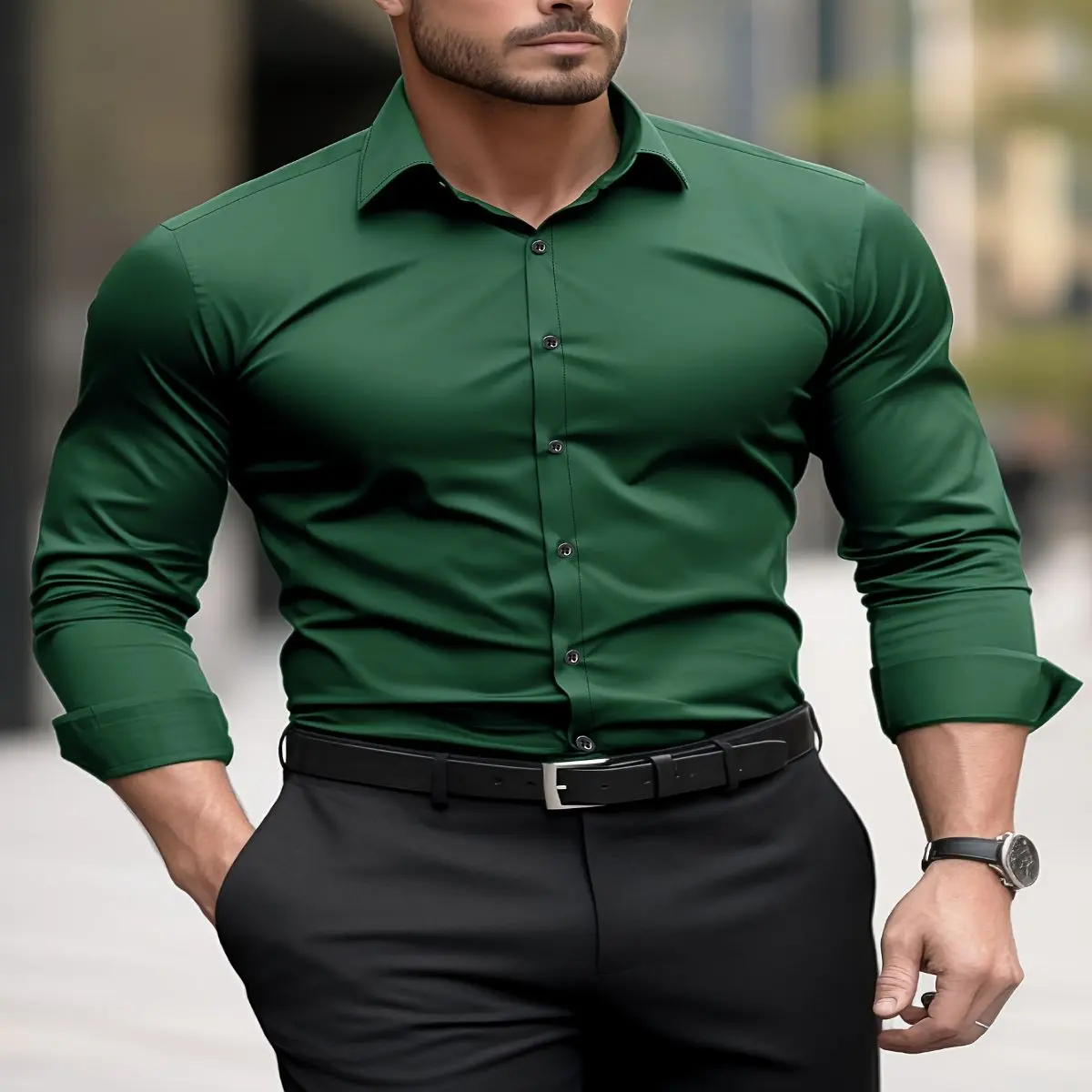 Men'S Stylish White Dress Shirt - Polyester, Non-See-Through Fabric, Classic Collar Design, Durable & Smooth Texture, Perfect for Business, Commuting, and Casual Wear, Business Attire | Fabric