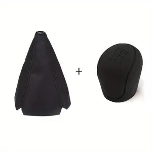 Universal PU Leather Car Gear Shift Collars Carbon Fiber Auto Car Manual Stick Knob Gear Shift Boot Cover Gaiter Decoration Shift Lever Cover Shift Knobs