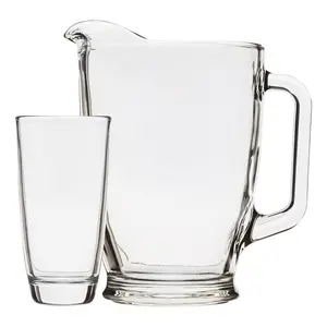 7-Piece Clear Glass Pitcher and Drinkware Tumbler Set Classic Dinnerware