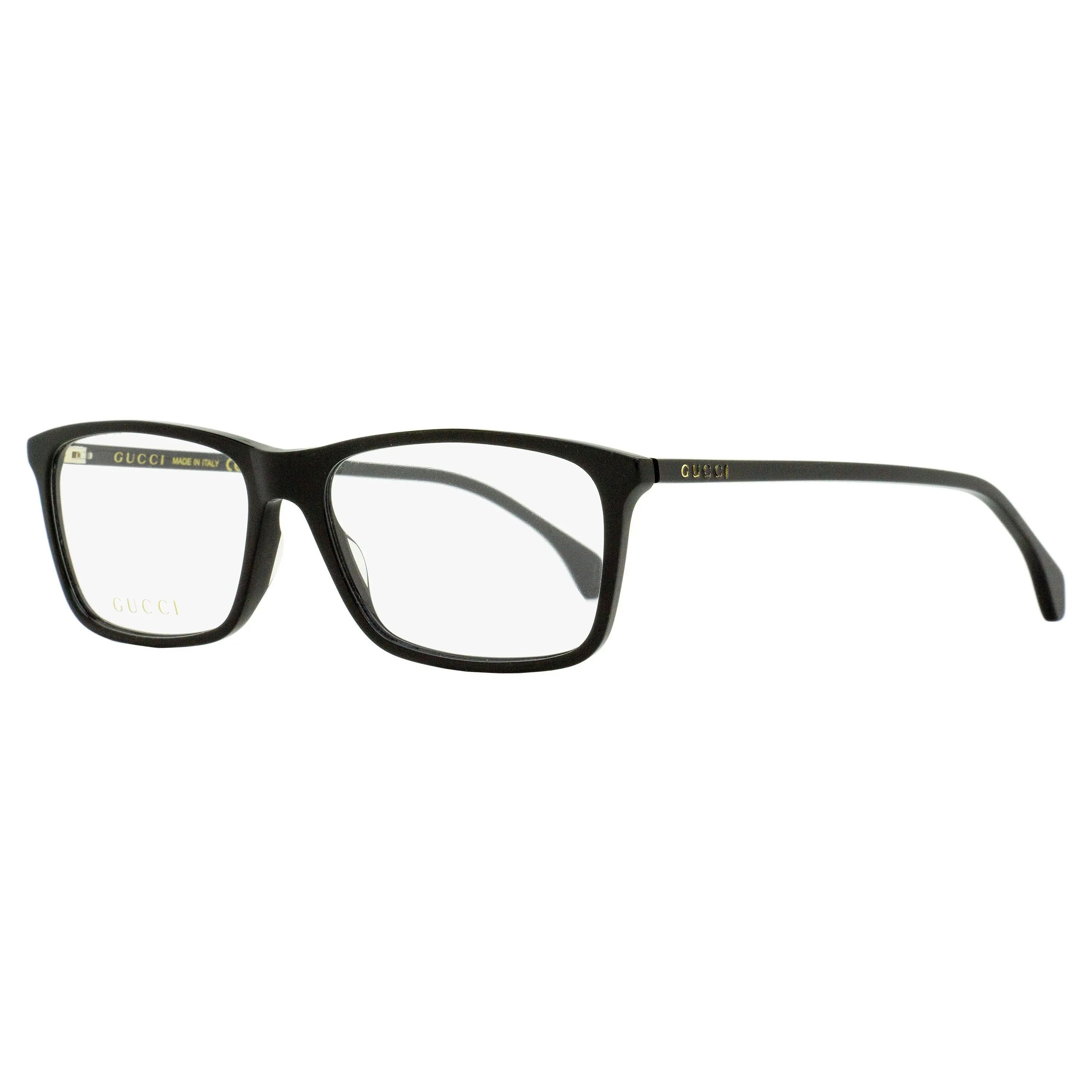 Gucci GG0553O Luxury Craftsmanship Male Eyewear Frames - Rectangular, Lightweight BPA-Free DEHP-Free Acetate, Hot Print Lettering, Iconic GG Logo, Black 56mm, Modern Elegance, Demo Lens Included