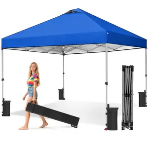 10x10 Pop Up Canopy Tent, Easy Setup, Instant Outdoor Canopy with Vented Top & Wheeled Bag, Heavy-Duty Steel Frame, Waterproof & UV-Resistant, White