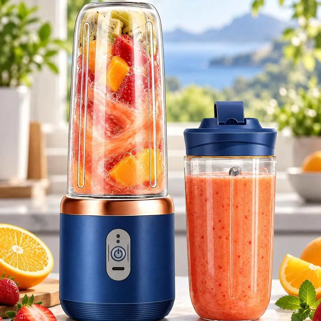 Portable USB-Rechargeable Mini Blender with LED Display - BPA-Free Eco-Friendly Kitchen Gadget, Outdoor Travel Companion, Valentine's Day Gift for Adults