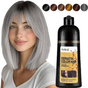 Silvery Gray Plant Extract Keratin Hair Color Shampoo,3 in 1 Conditioner Moisturizing Hair Care,Suitable for All Hair Types,Easy to Use,Herbal Ingredients for Men and Women,Suitable for Daily Use,Party,Role Play,Best Gift for Friends And Family