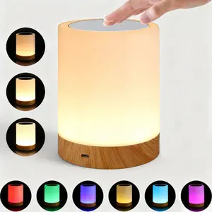 Portable Touch Lamp Dimmable Night Light Adjustable Wireless LED Lamp Rechargeable Smart Cordless Warm Light 7-Colors Touch Control Nightstand Multi-Colour Bedside Table Lamp for Bedroom