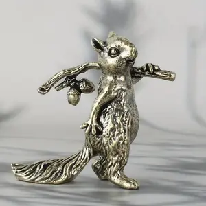 Vintage Brass Squirrel Statue, Home Decor Statue, Antique Copper Art, Ideal Tea Pet Collectible & Gift, Perfect for Living Room, TV Stand, Porch