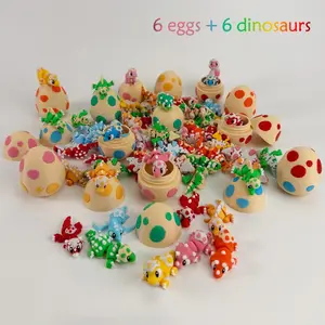12-Piece Set, 3D Printed Adorable Pet Dinosaur Models, Includes 6 Dragon Eggs + 6 Dinosaurs, Bendable Joints, Home Office Desk Decor