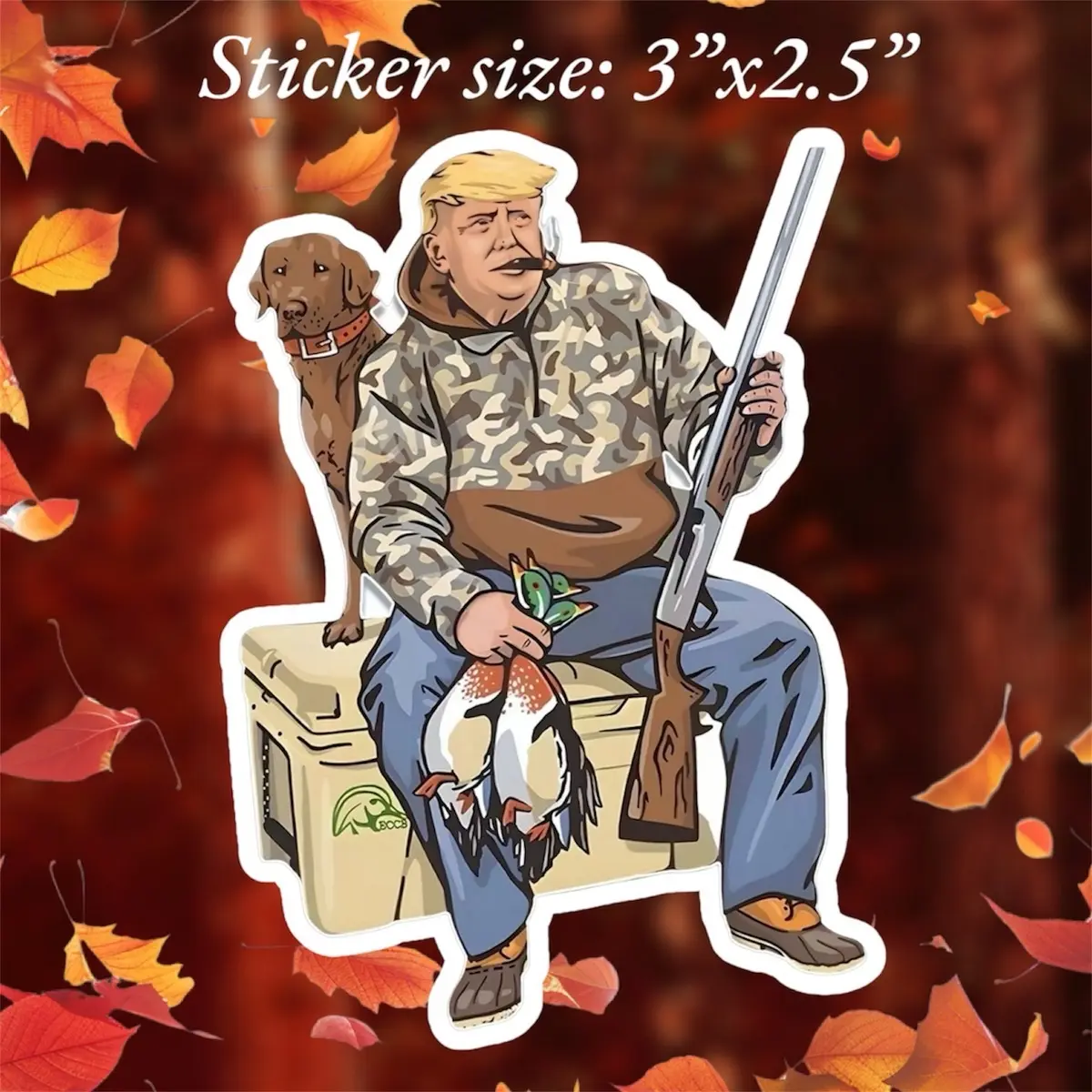 Trump Duck Hunting Sticker 2024 @ Decals for Guns Laptop Water Bottles Books Motorcycles Cars Bicycles, Waterproof Stickers